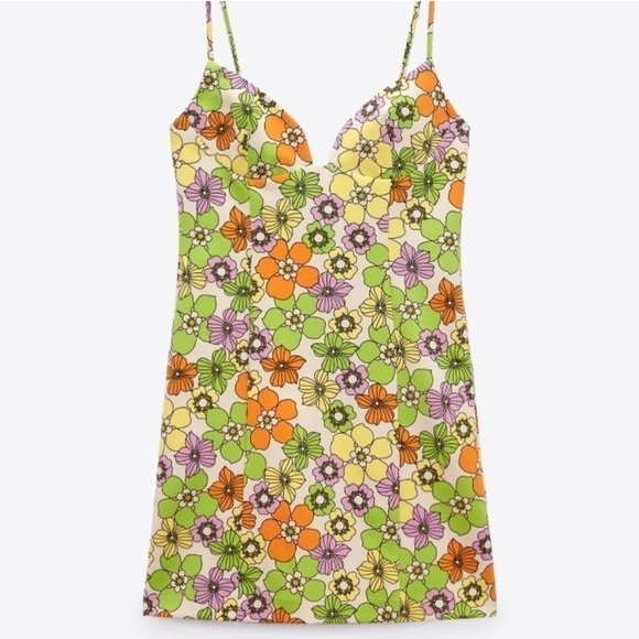 Zara Dresses & Skirts - NWT ZARA Floral Multicolor Sleeveless Mini Dress XS